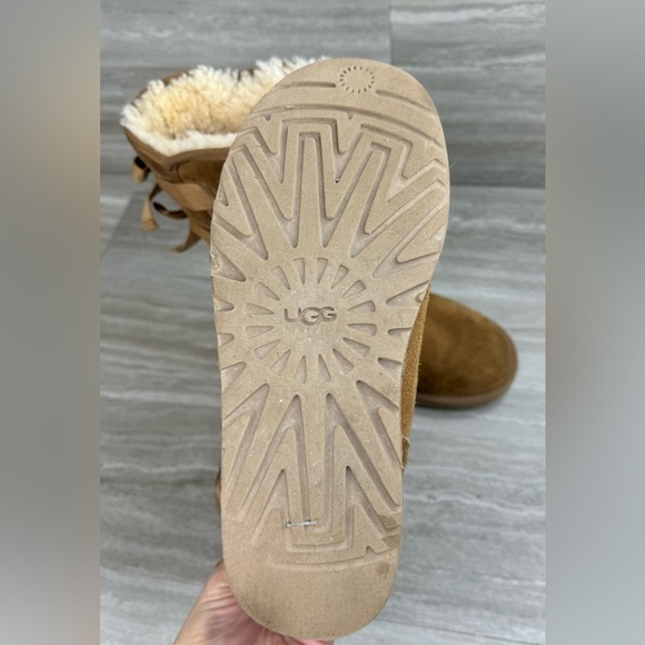 Ugg Allegra Double Bow Chestnut Shearling Mid Boots Womens Size 6 - Picture 8 of 14